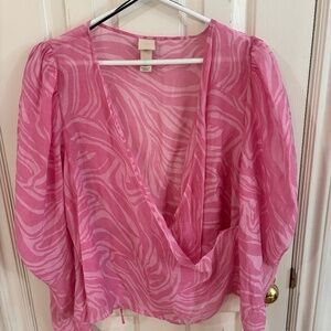 H&M pink swirl top wrap with belt * taking offers